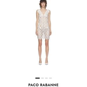 Paco Rabanne White Linked Diamond Disc Dress